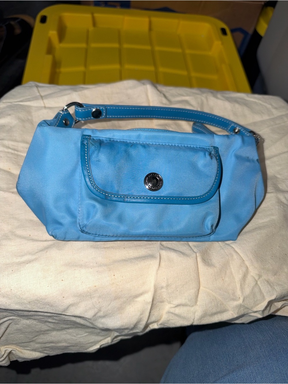 Coach Light Blue Mini Shoulder Bag with Front Pocket